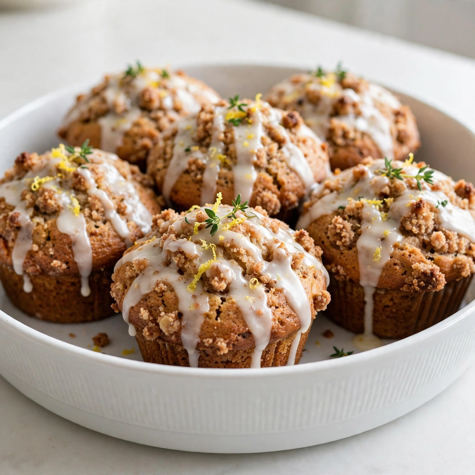 Bakery-Style Coffee Cake Muffins with Vanilla Glaze